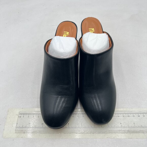 Milooey Shoe Black Cute Round Toe Mules Wedge Heels Slippers Slip On Sandals - Picture 2 of 7